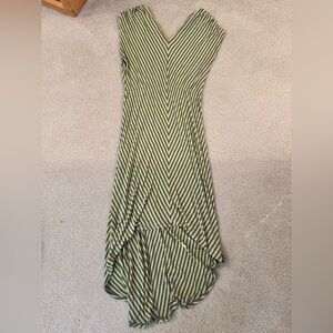 High Low Dress in Green and Gray Stripes
